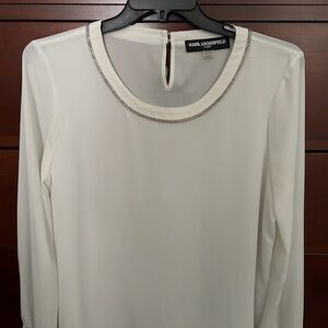 Karl Lagerfeld Cream Blouse with Silver Accents